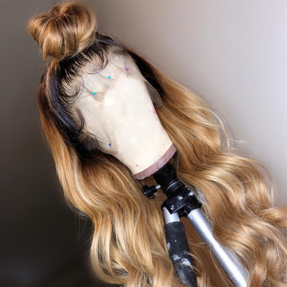 1b27 Dark Roots Honey Blonde 150 Density Ombre Body Wave Lace Front Human Hair Wigs Pre 