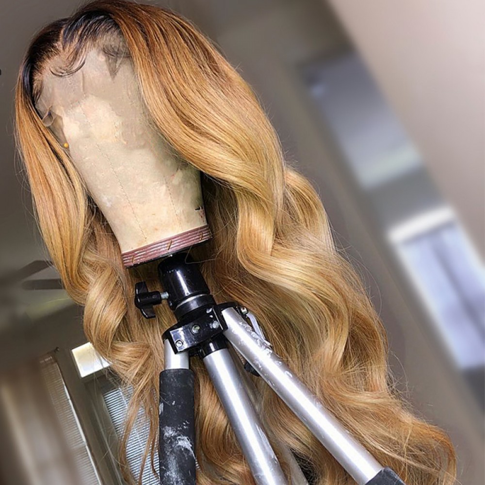 1b27 Dark Roots Honey Blonde 150 Density Ombre Body Wave Lace Front Human Hair Wigs Pre 