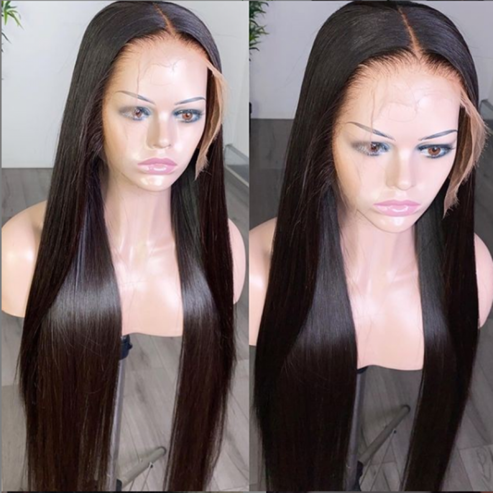 180% density 13x4 HD Lace Front Wigs Silky Straight Brazilian Virgin ...