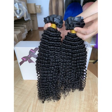 Seamless PU Clip In Hair Extensions Afro Kinky Curly Clip Ins 100% Human Hair Extensions For Black Women