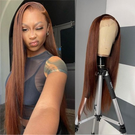 Lishahair 13x4 HD lace frontal wig 180% density #4 medium brown color 