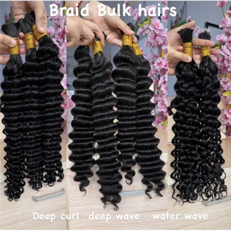 Braiding Bulk Hair extensions Indian Virgin Human Hair Deep wave deep curl water wave