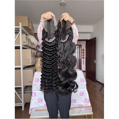 13x6 transparent lace full frontal wig virgin human hair straight /body wave/deep wave texture 14-40inch