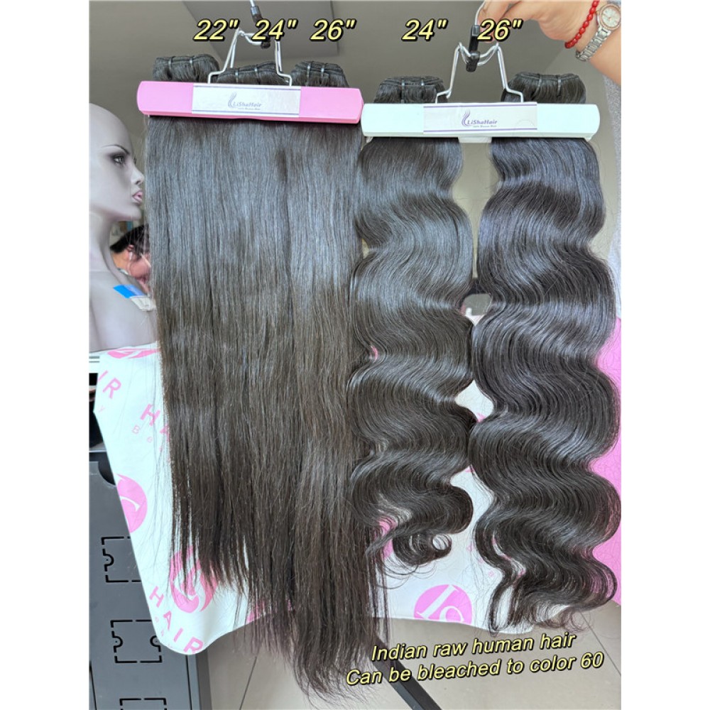 Indian Raw Human Hair straight and body wave Bundles Can Be Dyed To Any Color 3pcs/Lot