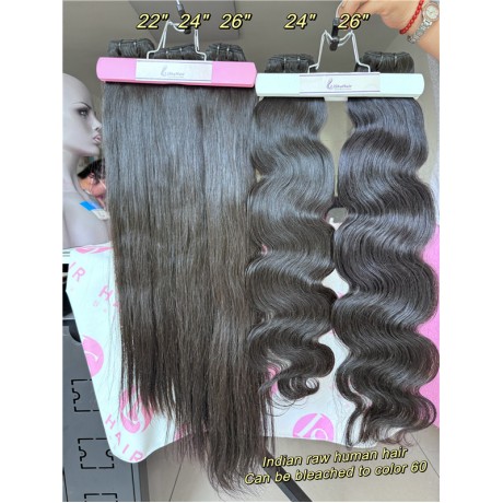 Indian Raw Human Hair straight and body wave Bundles Can Be Dyed To Any Color 3pcs/Lot