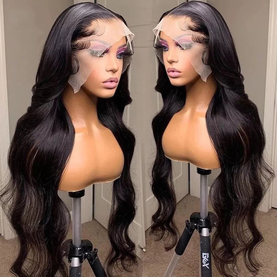 Wholesale 13x4 Transparent Lace Front Glueless Wig Brazilian Remy Human Hair 180% Density Body Wave Black Women Preplucked