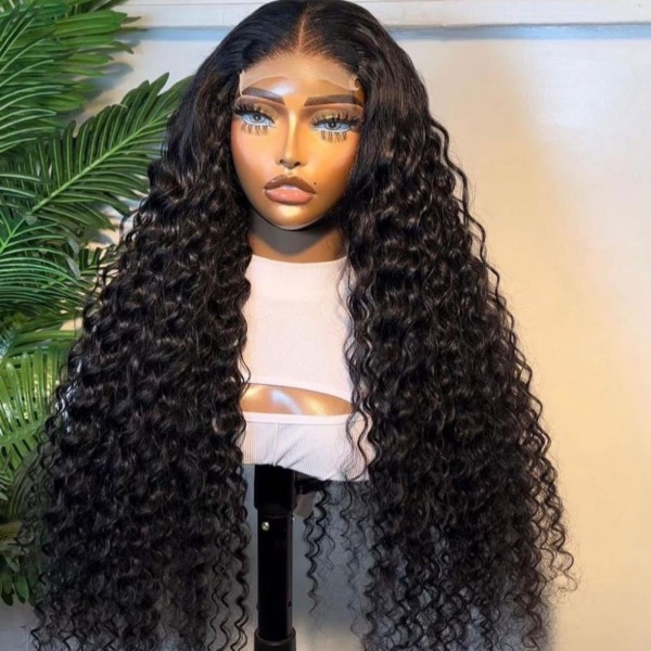 Deep Wave Human Hair Wigs Pre Plucked Brazilian Virgin 5X5 Lace Closure Wig 200 Density For Black Women
