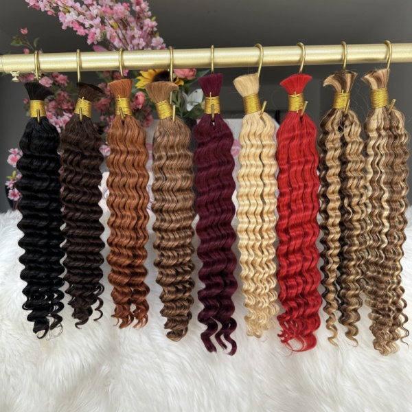 Quality Virgin Hair Unprocessed Bulk No Weft Hair Extensions Deep Wave Style Ready to Ship for Women