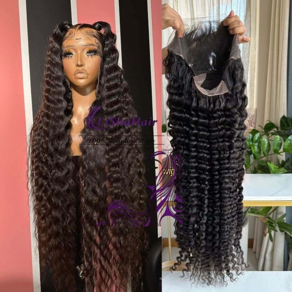 Thick 250% Deep Wave Frontal Wig for Black Women Brazilian Virgin Hair 13x6 HD Lace Frontal Human Hair Wigs 36"