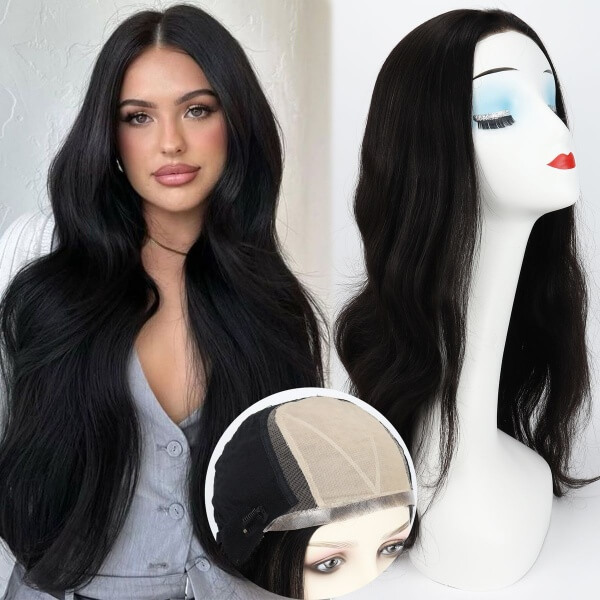 Real Virgin Human Hair Wig Silk Top Silk Base PU Frontal Natural Hairline Look Women's Realistic Scalp Wig