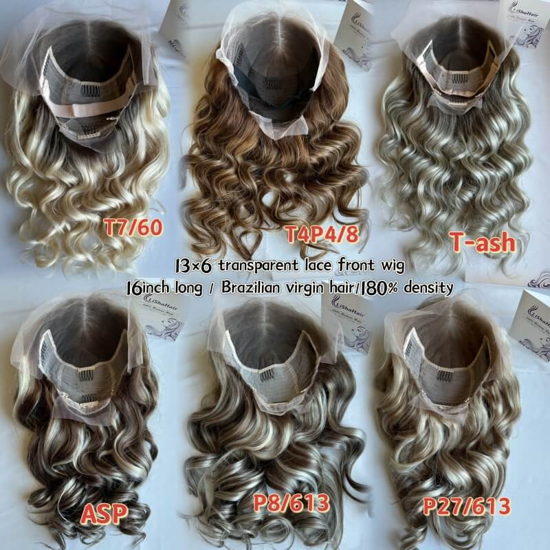 Ombre Blonde Color 13X6 Natural Human Hair Wig 100% Virgin Hair Glueless Pre Plucked Lace Frontal Wig