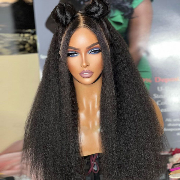 Are You A Fan Of Kinky Straight Hair? Virgin Human Hair 13x6 Lace Front Wigs Pre Plucked 200% density